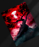 Blood Moon Tree Metal Poster | Dark Fantasy Art Series